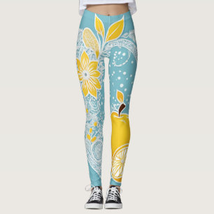 Lemon Aqua AI art Leggings