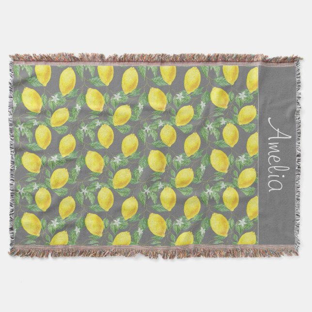 Lemon Aquarellgraumuster niedlicher Mädchenname Decke (Vorderseite)