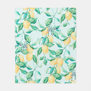 Lemon Aquarellmuster Fleecedecke