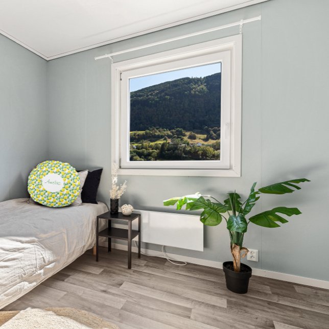 Lemon Aquarellmuster Rundes Kissen (Von Creator hochgeladen)