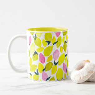Lemon-Aquarellmuster Zweifarbige Tasse