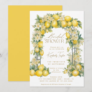 Lemon Arch Floral Boho Gelbes Brautparty Einladung