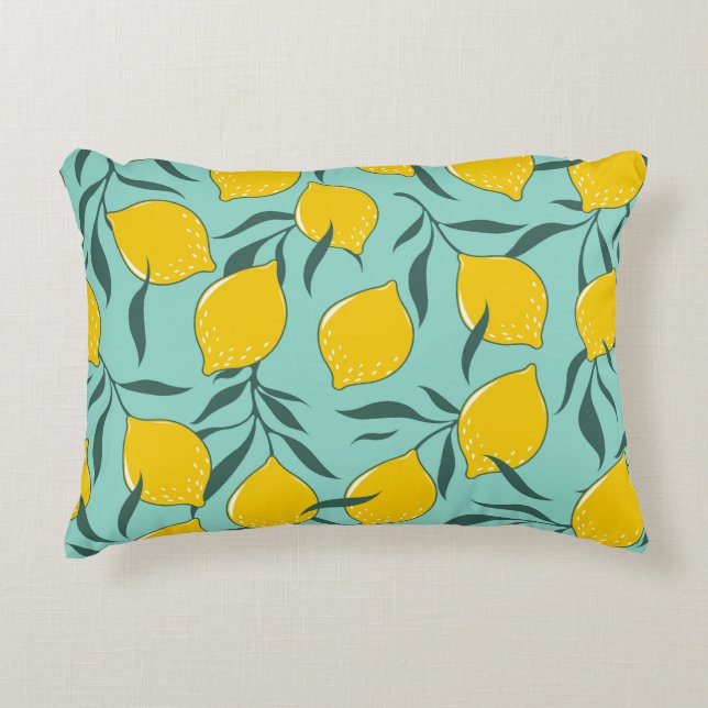 Lemon Art Fashion Abstrakt Nahtlos Dekokissen (Vorderseite)
