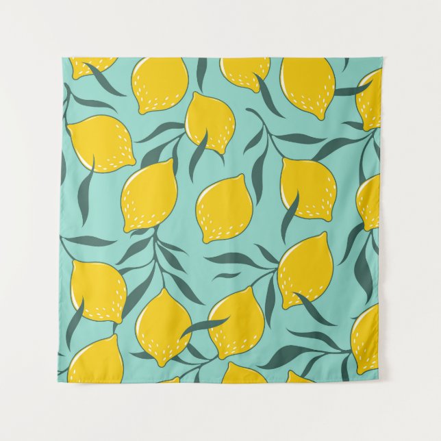 Lemon Art Fashion Abstrakt Nahtlos Wandteppich (Vorderseite)
