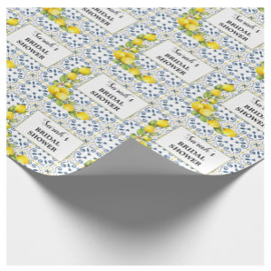 Lemon auf Blue Tiles Brautparty Wrapping Paper Geschenkpapier