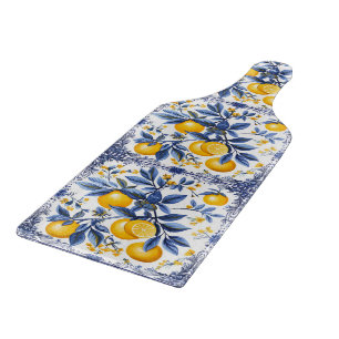 🍋 Lemon Azulejo mit blauen Elementen Schneidebrett