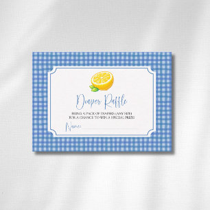 Lemon Baby Blaue Karierte Diaper Tombola Begleitkarte