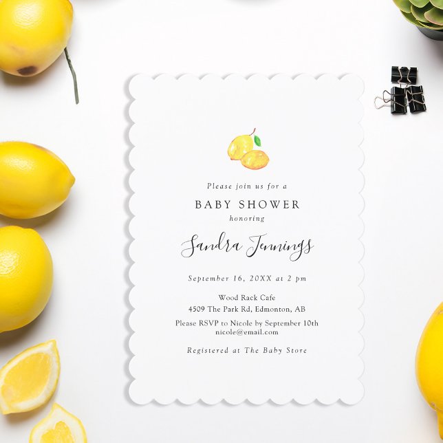 Lemon Baby Dusche Elegant Niedlich einfach und mod Einladung (Von Creator hochgeladen)