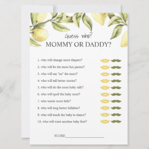 Lemon Baby Dusche Spiele Mommy oder Papa raten, we Einladung