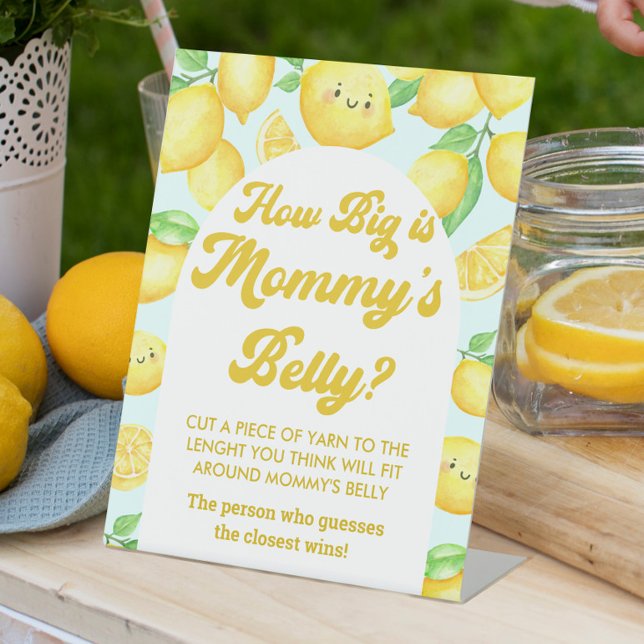 Lemon Baby Dusche Wie groß ist ihr Mama-Spiel Sockelschild (Von Creator hochgeladen)