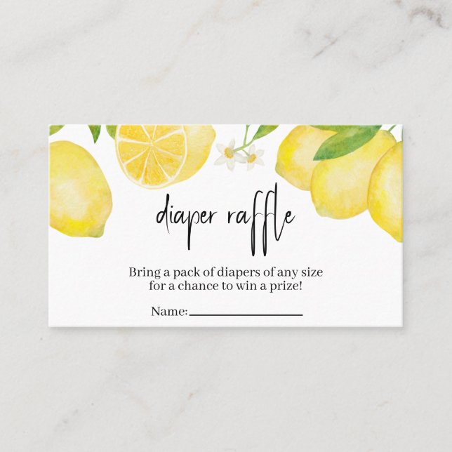 Lemon Baby Duwer Diaper Raffle Visitenkarte (Vorderseite)