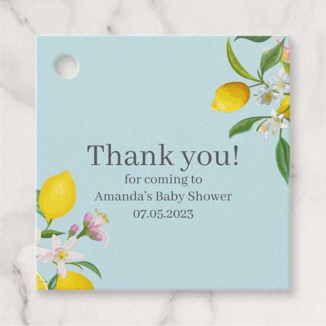 Lemon Baby Shower, Ciao Baby, italienisches Thema Geschenkanhänger (Vorderseite)