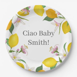 Lemon Baby Shower, Ciao Baby, italienisches Thema Pappteller