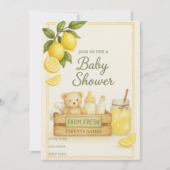 Lemon Baby Shower Einladung (Vorderseite)