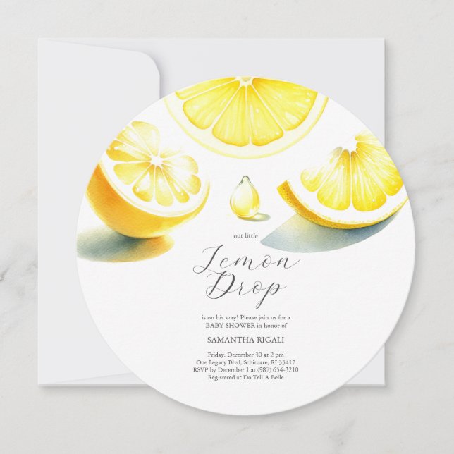 Lemon Baby Shower Einladungen Lemondrop Thema (Vorderseite)