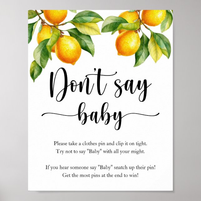 Lemon Baby Shower Game Sage nicht Baby Poster (Vorne)