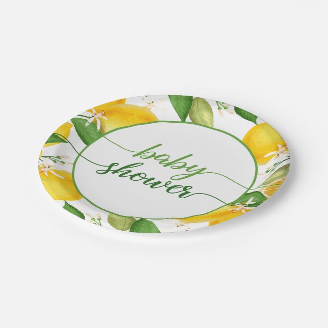 Lemon Baby Shower Plate Pappteller (Schrägansicht)