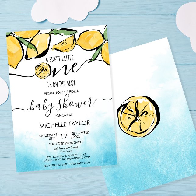 Lemon baby Shower  Watercolor Gender Neutral Invit Einladung (Von Creator hochgeladen)