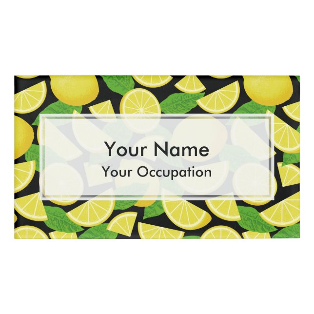 Lemon Background Namenschild (Vorderseite)