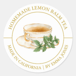 Lemon Balm Tea Modernes Label Runder Aufkleber