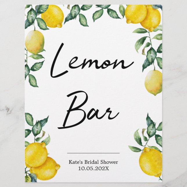Lemon Bar lemons Zeichen personalisiert (Vorderseite)