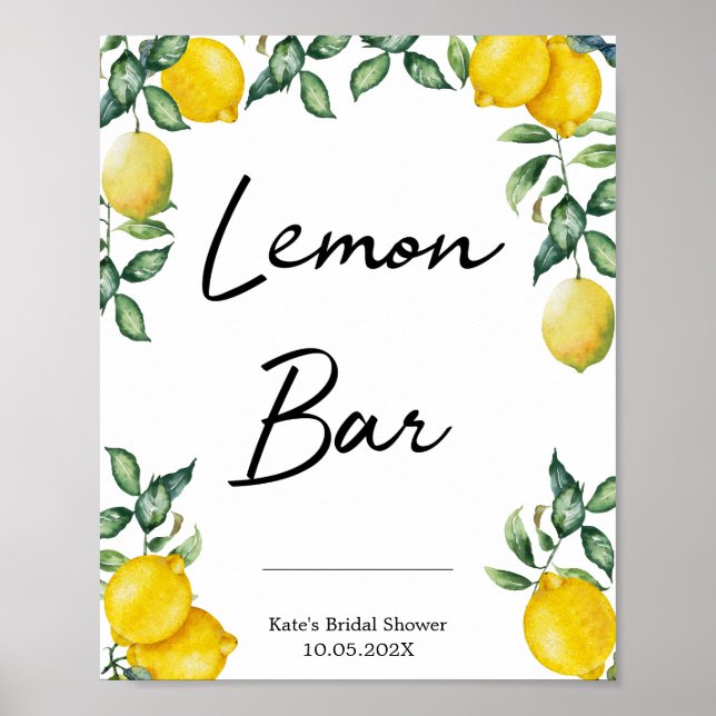 Lemon Bar lemons Zeichen personalisiert Poster (Vorne)