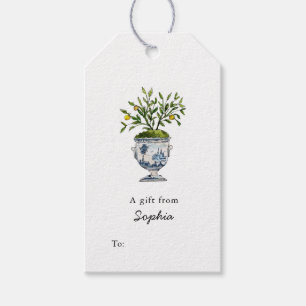 Lemon-Baumkronen-Oberteil in blau-weiß Topf Gesche Geschenkanhänger
