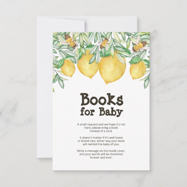 Lemon Bee Baby Showbuchkarte Einladung (Vorderseite)
