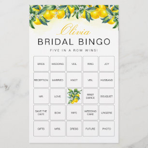 Lemon Bingo Brautparty Game Card