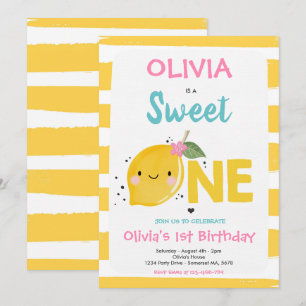 Lemon Birthday Invitation Sweet One 1st Birthday