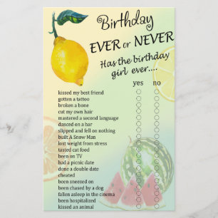 Lemon Birthday nie oder nie Spiel