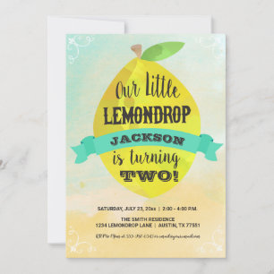 Lemon Birthday Watercolor Lemondrop Birthday Boy Einladung