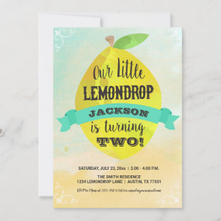 Lemon Birthday Watercolor Lemondrop Birthday Boy Einladung