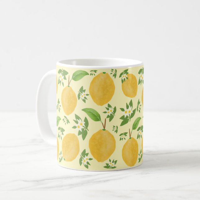 Lemon Bloom Kollektion gemustert gelb Kaffeetasse (Vorderseite Links)