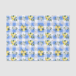 Lemon Blossom Blue Gingham Tissue Paper Seidenpapier