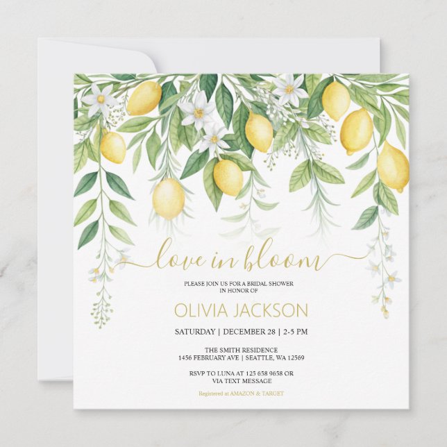 Lemon Blossom Bridal Dusche Einladung (Vorderseite)