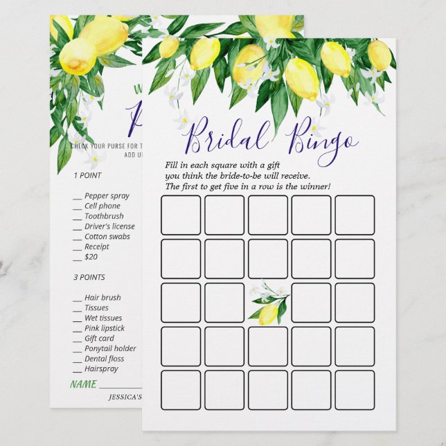 Lemon Blossom Doppelseitiges Brautparty (Vorne/Hinten)