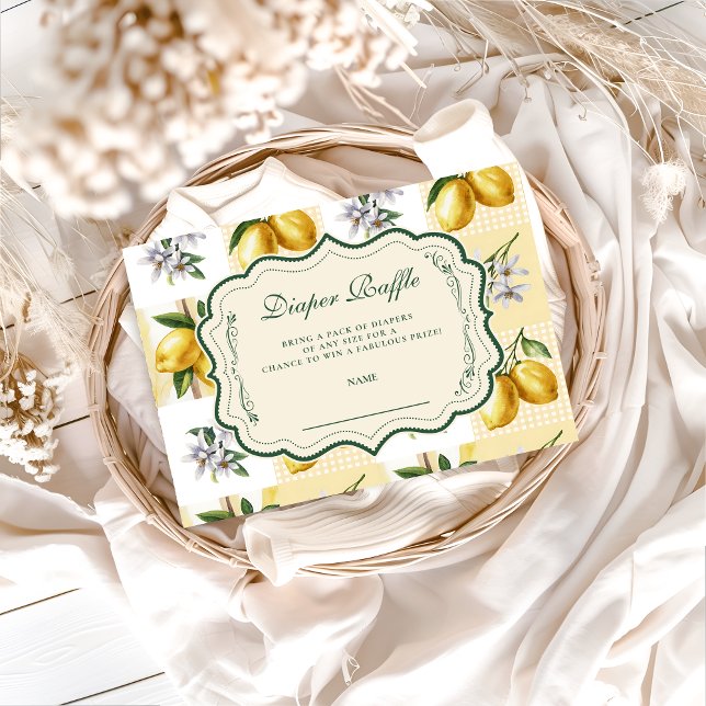 Lemon Blossom Garden Baby Shower Diapper Raffle Begleitkarte (Von Creator hochgeladen)