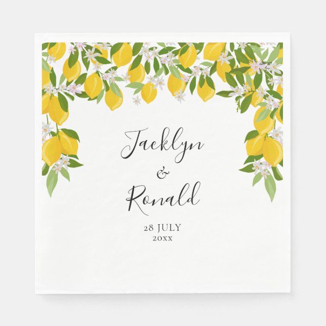 Lemon Blossom Greenerity Wedding Serviette (Vorderseite)