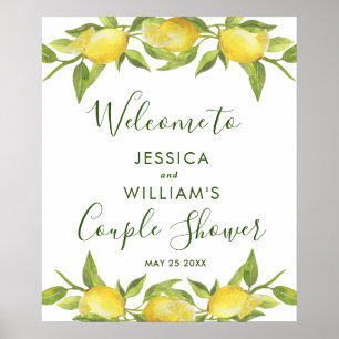 Lemon Blossom Grüne Paare Dusche Begrüßungszeichen Poster
