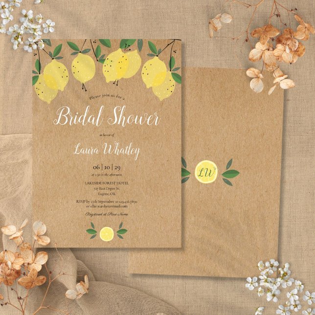 Lemon Blossom Grüne Wasserfarben Brautparty Einladung (Lemon Blossom Greenery Watercolor Bridal Shower Invitation)