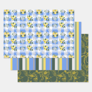 Lemon Blossom und Coordinated Stripes Geschenkpapier Set