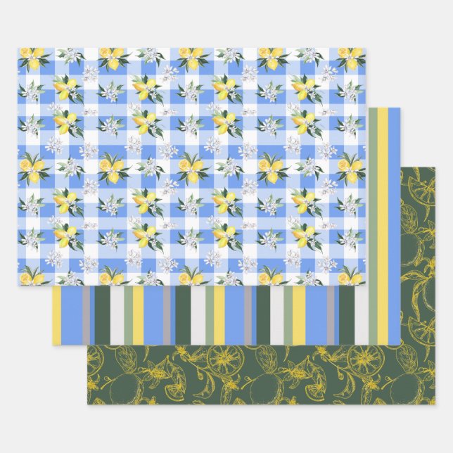 Lemon Blossom und Coordinated Stripes Geschenkpapier Set (Set)