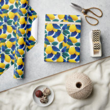 Lemon & Blue Blätter Vibranntes Farbmuster