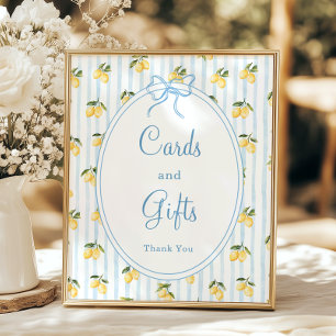 Lemon Blue Bow Italienische Karten und Geschenke Poster