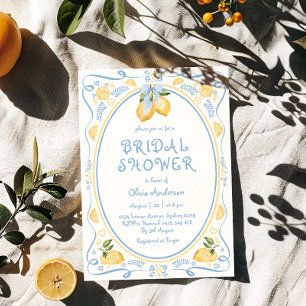 Lemon Blue Bow Modern Bridal Dusche Einladung