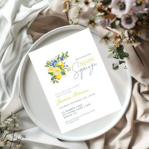 Lemon Blue Floral Citrus Brautparty Einladung