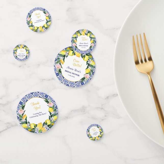 Lemon Blue Italian Tiles Brautparty Party Konfetti (Gruppe)
