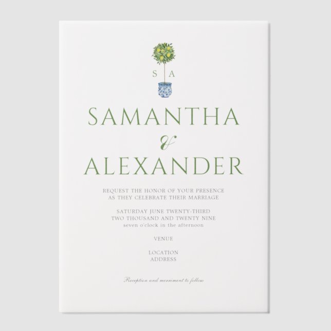 Lemon Blue Mediteranean Garden Green Wedding (Vorderseite)