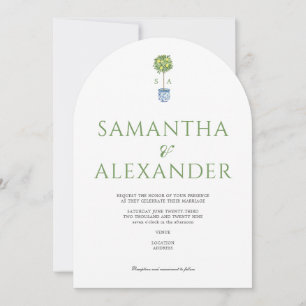 Lemon Blue Mediteranean Garden Green Wedding Einladung